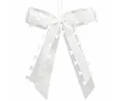 Fesaizwi Pack Of 50 Car Bows Wedding - White With Hearts Bows Wedding Car - Wedding Christmas Bows Wedding Decoration - Handmade Satin Ribbon