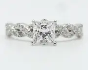 1.50 Ct 14K White Gold Engagement Ring Lab CVD Princess Diamond Ring VS1 GIA