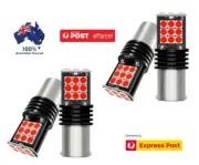 4X NEW BAY15D 1157 P21/5W RED 24 SAMSUNG LED BRAKE STOP TAIL LIGHT BULB GLOBE