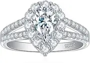 [LOEXZAH] 1 Carat Moissanite Wedding Ring for Women Engagement Rings for Women Diamond 18K White Gold Plated 925 Sterling Silver Moissanite Diamond Promise Ring Womens Diamond Rings