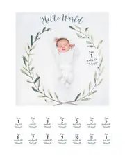 Lulujo Hello World Photo Blanket & Monthly Card Set - Baby