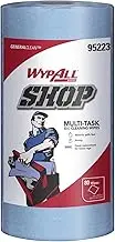WYPALL Shop Multi-task X60 Cleaning Wipes, Blue, Rectangular, Unscented, 480 Wipes/Case, 8 Rolls/Pack
