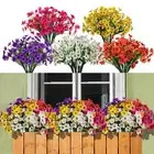 15 Bundles Artificial Flowers Outdoor UV Resistant Fake Silk Plants Plastic F...