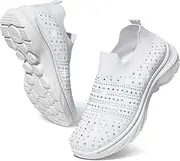 [SMILIN] Womens Rhinestone Walking Shoes Comfortable Breathable Sock Shoes Lightweight Fashion Casual Sneakers for Women
