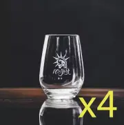 New York Stemless Wine Glasses x4 Premium 15 Oz Personalize Statue Liberty NEW
