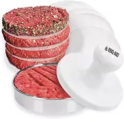 BBQ-Aid Porcelain Burger Press 5 - Round Smasher for Grilling Evenly, Stuffed