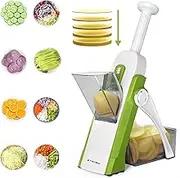 [5 in 1] Mandoline Slicer for Kitchen & Safe Vegetable Chopper & Adjustable Mandoline Slicer. can't Detachable Blade, Vegetable Slicer can Cut Slicing, Strips, Shredding, Dicing, Chop
