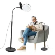 10X 20X Magnifying Glass with Light and Stand, 36 LED Dimmable Floor