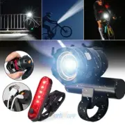 Rechargeable LED MTB Bicycle Light 50000LM Bike Zoom Headlight w/ Rear Lamp Set