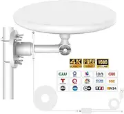 TV Antenna for Smart TV Outdoor, 720° Reception Digital HD Antenna Signal, Support 4k/8k/1080p for Free Local Channels, with Super Signal Booster, 35ft HDTV Cable.(2024 Newest) (Large White)