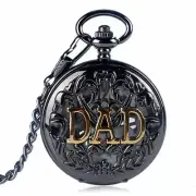 Retro Golden DAD Steampunk Mechanical Hand Winding Men's Pocket Watch Chain Gift
