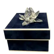 Preciosa Czech Crystal Clear 2” Water Lily Figurine Orig Box 131441 Paperweight