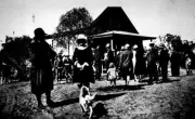 1919 People assembling for services at the Red Cliffs Church Australia OLD PHOTO