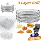 NEW Air Fryer Rack Stainless Steel 3 Layer Grill Basket Baking Tray Accessories