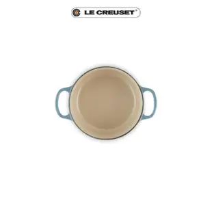 【Le Creuset】典藏琺瑯鑄鐵鍋圓鍋 18cm(水手藍-鋼頭)