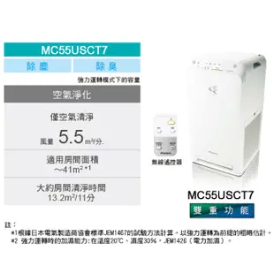 DAIKIN大金7坪閃流放電空氣清淨機 MC30YSCT/MC40USCT7/MC55USCT7