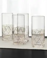 Hotel Collection Gold Decal 19.5-oz Highball Glasses, Set of 4. NEW
