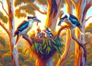 QPuzzles 500XL Piece Jigsaw Puzzle - Kookaburras Feeding