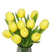 11pcs Artificial Flower Tulip Bouquet Faux Tulips with Large Flower Petals Re
