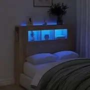 Bed Headboard LED, Beds Head Frame LED Headboard Sonoma Oak 120 cm Engineered Wood