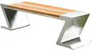 Outdoor Benches Zigzag Stainless Steel Wooden Seat Plate Outdoor Bench Park Plaza Courtyard Bench Garden Bench(Large)