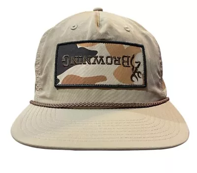 Browning UPSIDE Down Logo Miner Vintage SnapBack Tan OSFM