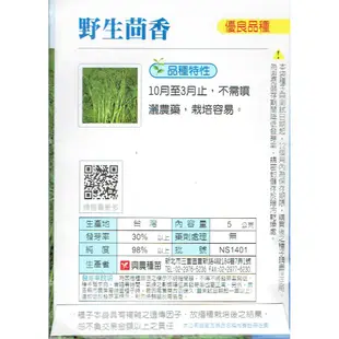 四季園 野生茴香 【興農種苗】香藥草種子 每包約5公克 栽培容易 不需噴灑農藥