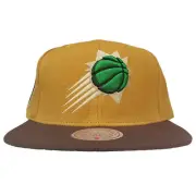 Phoenix Suns Mitchell & Ness NBA Snapback Hat Cap Green 3D Logo Khaki Brown NWT