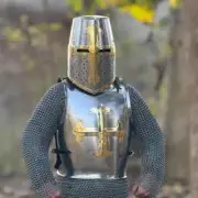 Medieval Knight Steel Templar Armor Cuirass With Great Templar Helmet - Larp