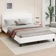 ALFORDSON Bed Frame King Size Base Platform Leather White