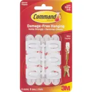 Command Mini Hooks-White 6 Hooks & 8 Strips (Pack of 3)