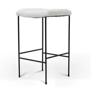 Seymour 65cm Bar Stool - White Synthetic Wool