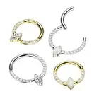 Implant Titanium Opal & CZ Hinged Hoop Segment Ring Ear Cartilage Nose Septum