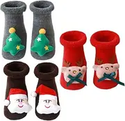 NOLITOY Xmas Stockings for Boys and Girls 3 Pack of Floor Socks Fun Designs Non-Slip and Comfortable for Toddlers