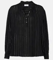 [Velvet] Velvet Striped lamé blouse AU 16 black