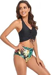 [PLUVO] Parent-Child Two-Piece Swimwear,Family Matching Swimwear Set - Family Matching Swimsuit, Parent-Child Bathing Suits for Women, Girls Black