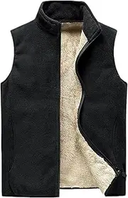 [YAKXIUEU] Waistcoat for Men Winter Men Vest Mens Sleeveless Winter Waistcoat(Black,Large)