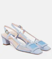 [Roger Vivier] Roger Vivier Belle Vivier 45 leather slingback pumps AU 3 blue