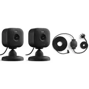 Blink Mini 2 Outdoor Camera - Black - 2 Pack - HD 1080p - Two Way Audio - Motion [BlackMini2pk + Outdoor Adapter]