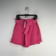 Rebecca Minkoff High Rise Belted Morgan Short, Women's Size M - 679 Carmine Pink