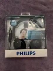 PHILLIPS Wired NOISE CANCELLING Headphones With Airplane Plug Adapters! NEW!!