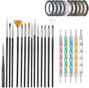 HIDOSNG Nail Art Brushes set,Nail Art Tool Set,Nail Dotting Tools,Nail Dust Brush,Striping Nail Art Brushes for Long Lines,Nail Drawing Pen For Nail Design.…