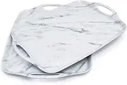 TP Serving Tray with Handles, Large Rectangle Melamine Serving Platter Set of 2, Marble