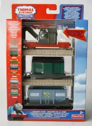RARE 2009 THOMAS & FRIENDS TRACKMASTER QUARRY CARS 3 WAGON SET FISHER NEW !