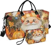 [YXYZRMY] Halloween Gnome Pumpkins Travel Duffel Bag Gym Bag Sports Tote Bag with Multiple Interior Pockets Shoulder Weekender Bag for Women Men with Toiletry Bag 20.5”x 7.9”x 13.8”, Multi-Colored, one