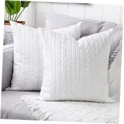 Pack of 2 Super Soft Decorative Throw Pillow Covers Square Cushion Cases