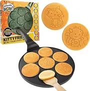 Kitty Friends Mini Pancake Pan - Make 7 Unique Flapjack Cat Designs, Nonstick Pan Cake Maker Griddle for Breakfast Kitten Fun & Easy Cleanup, Fun Animal Gift