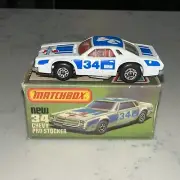 NOS MATCHBOX CARS : LESNEY MATCHBOX 75 #34 CHEVY PRO STOCKER BOXED 1980