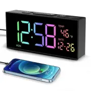 Alarm Clocks for Bedrooms, Digital Clock with Date Temperature and Weekday, M...