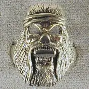 DELUXE SASQUATCH HEAD BAND SKULL SILVER BIKER RING BR133 mens RINGS jewelry NEW